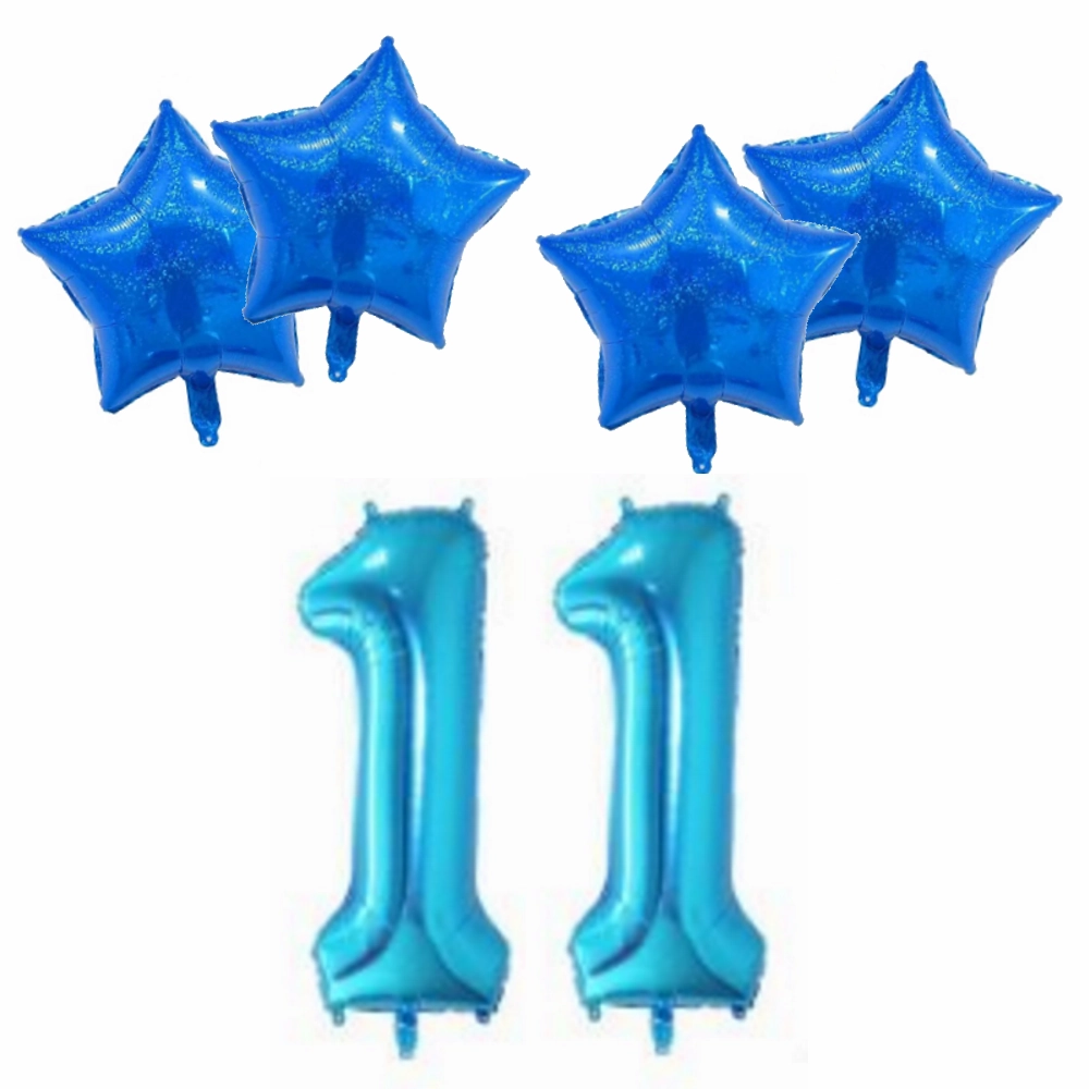 Number & Star Foil Balloon Set - Blue