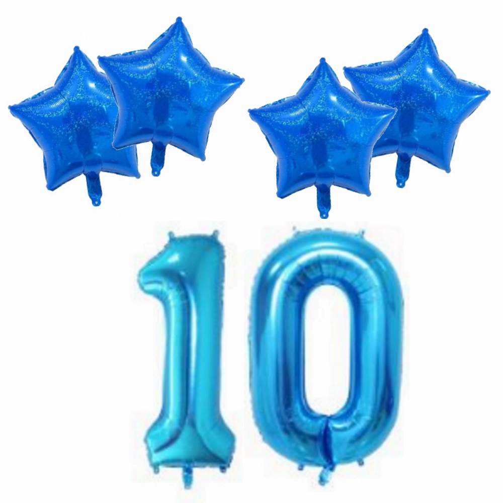 Number & Star Foil Balloon Set - Blue