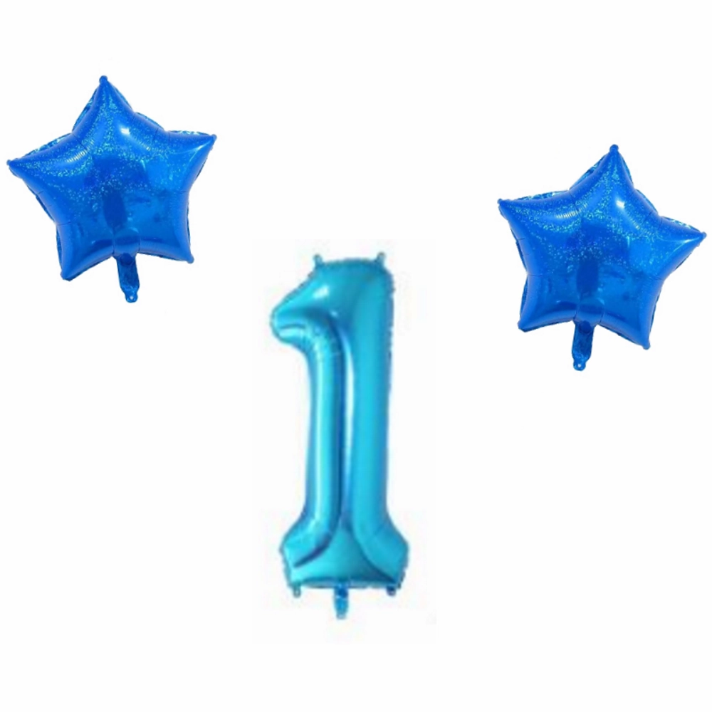 Number & Star Foil Balloon Set - Blue