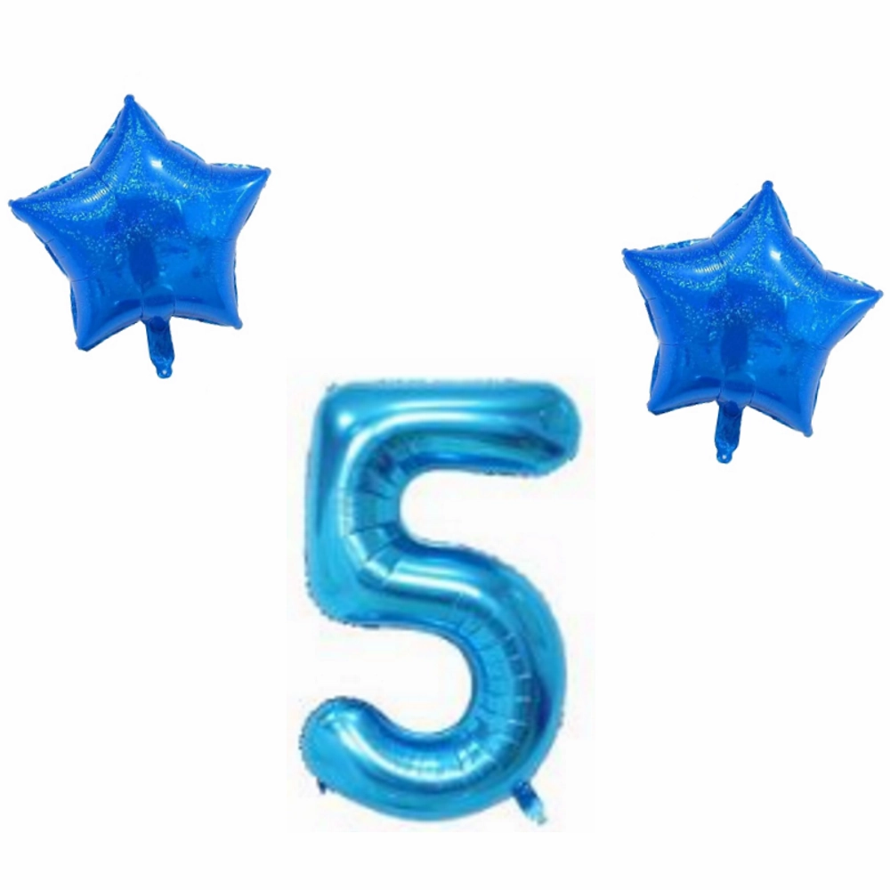 Number & Star Foil Balloon Set - Blue
