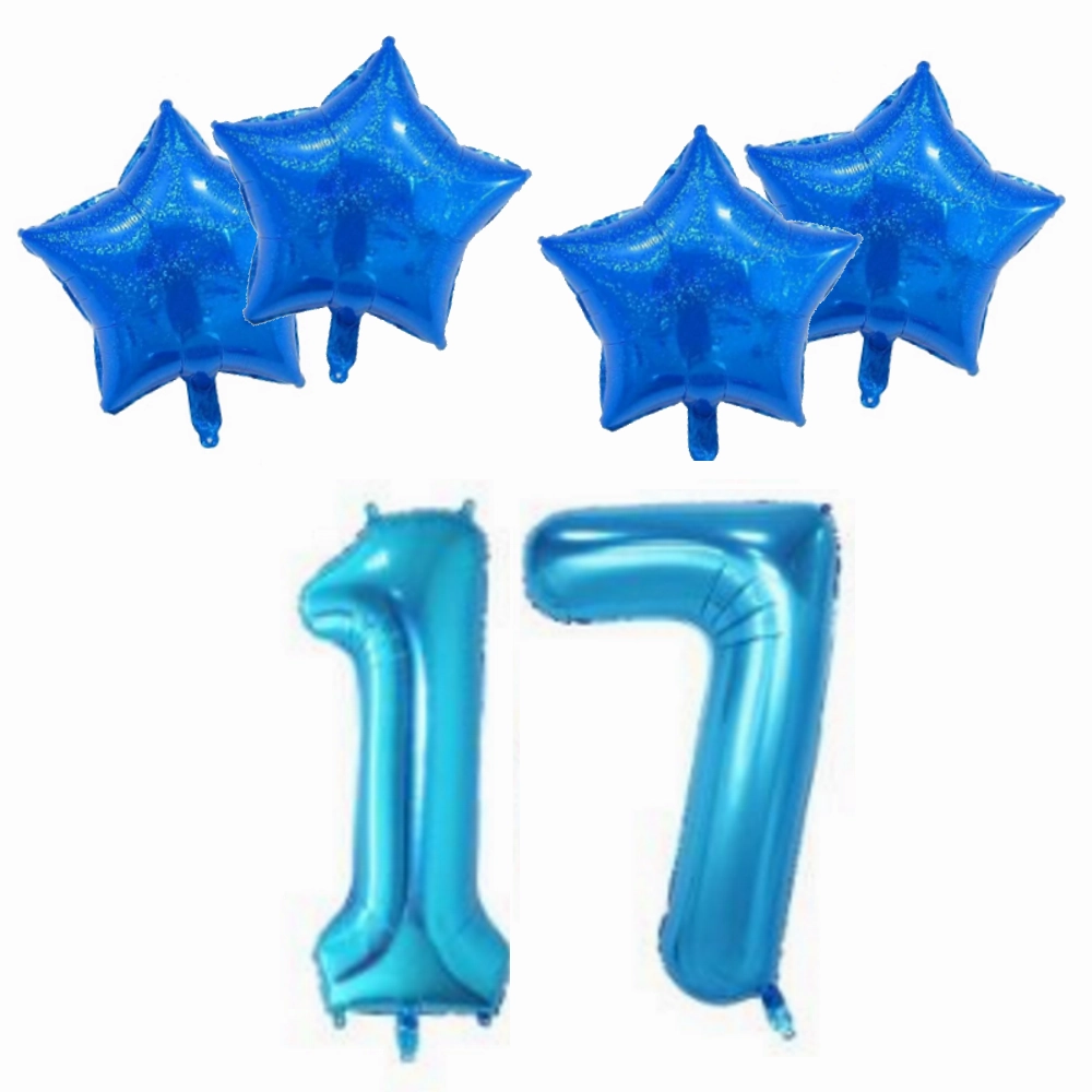 Number & Star Foil Balloon Set - Blue