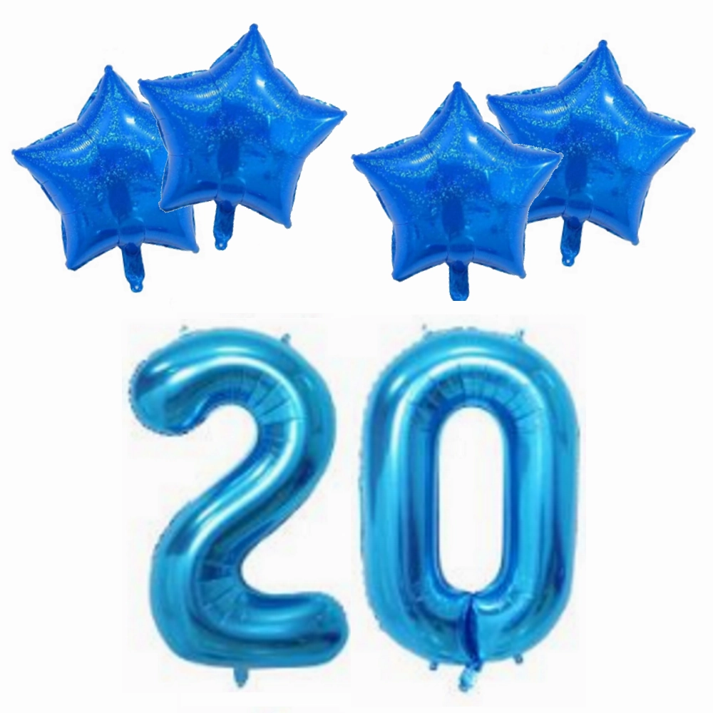 Number & Star Foil Balloon Set - Blue