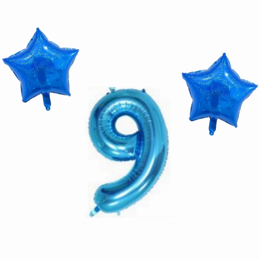 Number & Star Foil Balloon Set - Blue