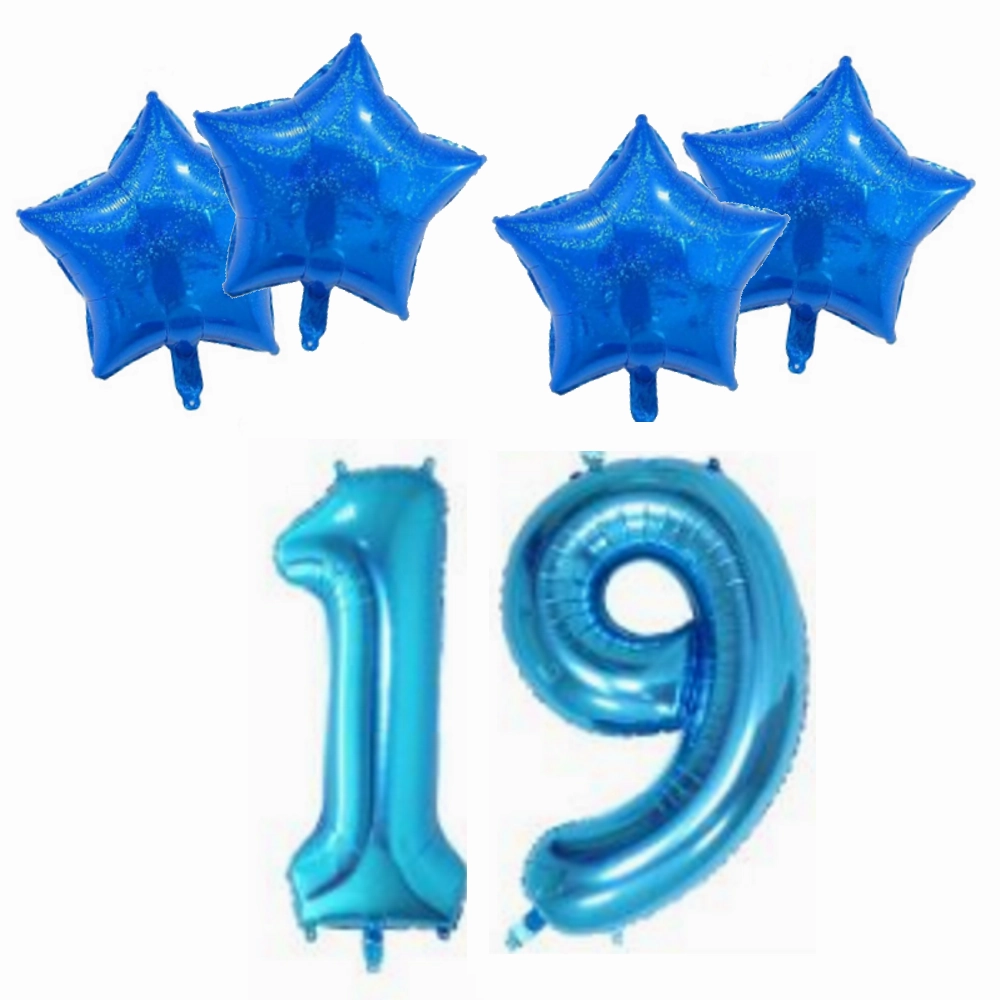 Number & Star Foil Balloon Set - Blue