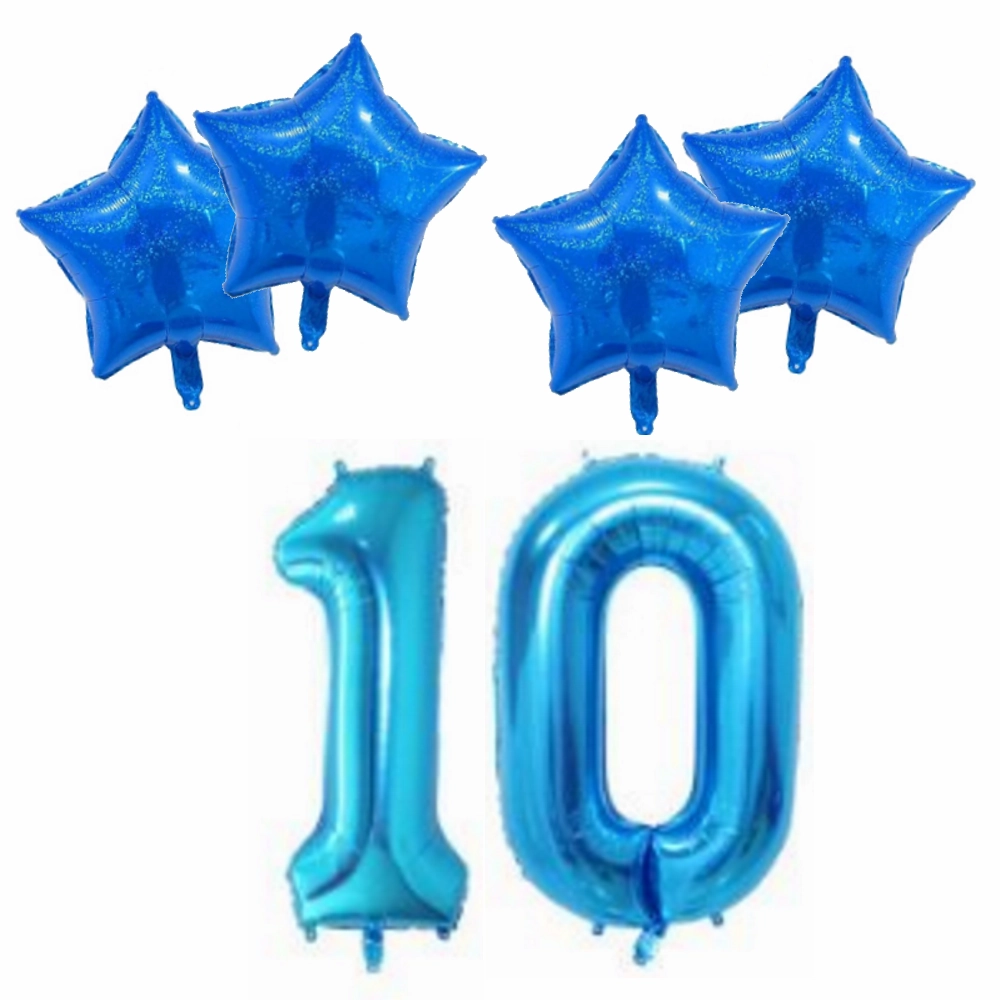 Number & Star Foil Balloon Set - Blue