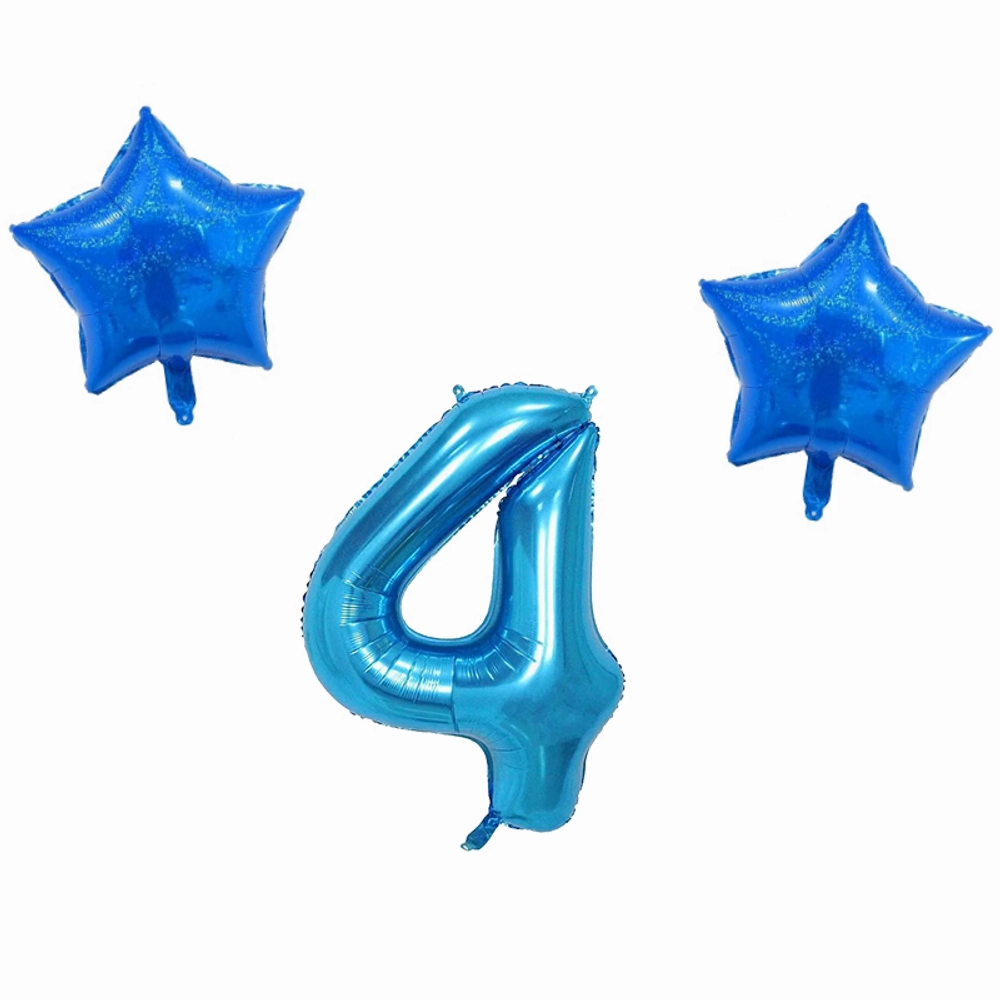Number & Star Foil Balloon Set - Blue