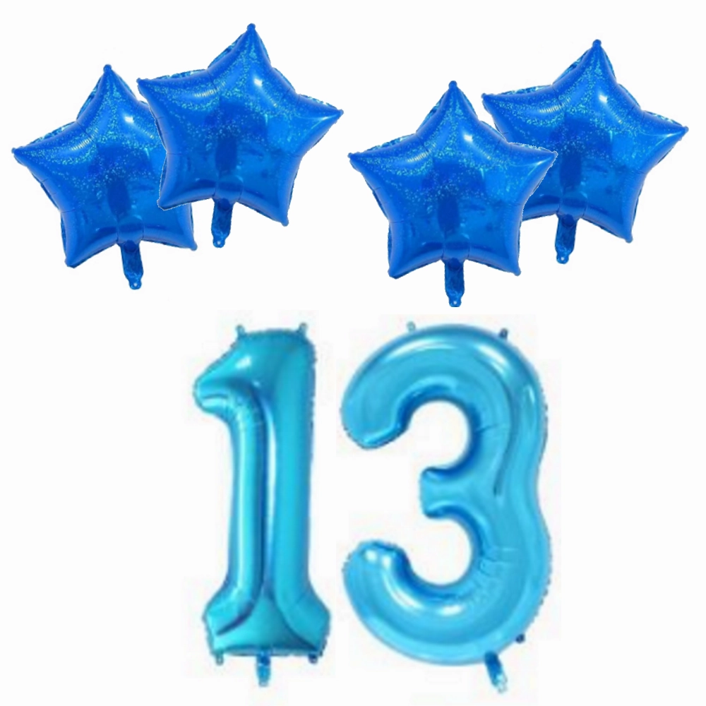 Number & Star Foil Balloon Set - Blue