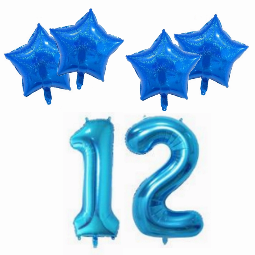 Number & Star Foil Balloon Set - Blue