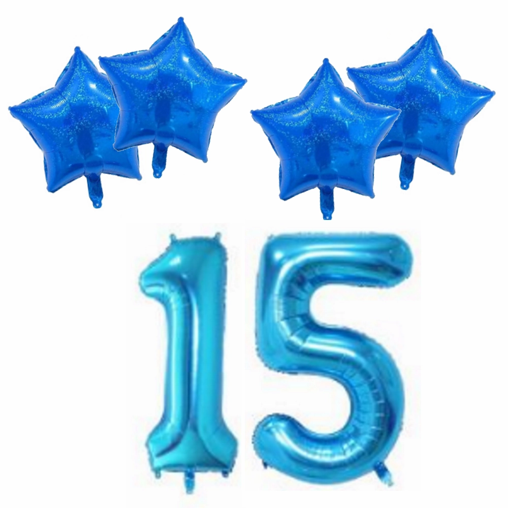 Number & Star Foil Balloon Set - Blue