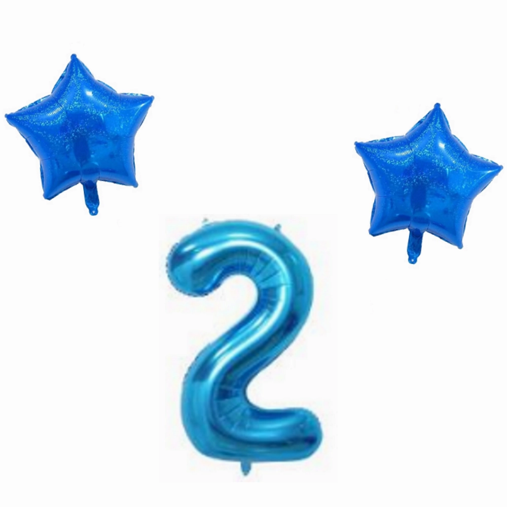 Number & Star Foil Balloon Set - Blue