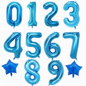 Number & Star Foil Balloon Set - Blue