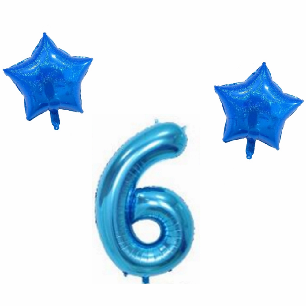 Number & Star Foil Balloon Set - Blue