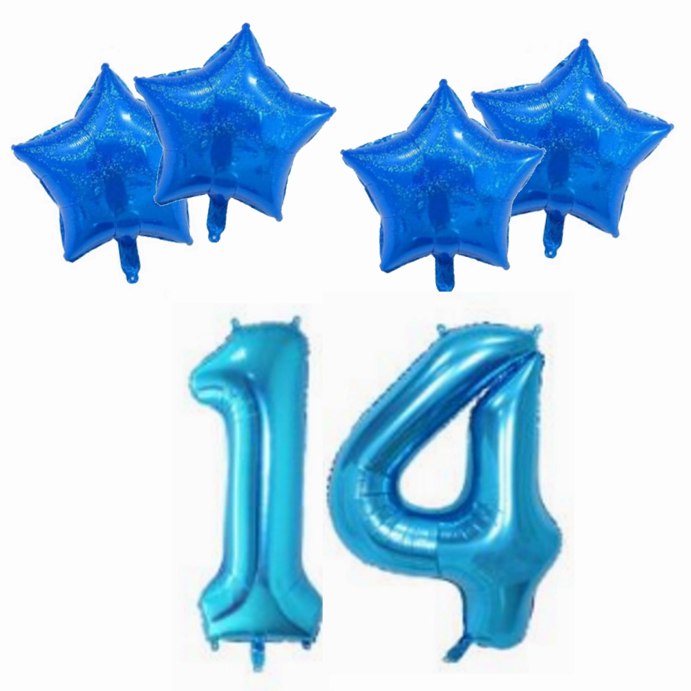 Number & Star Foil Balloon Set - Blue
