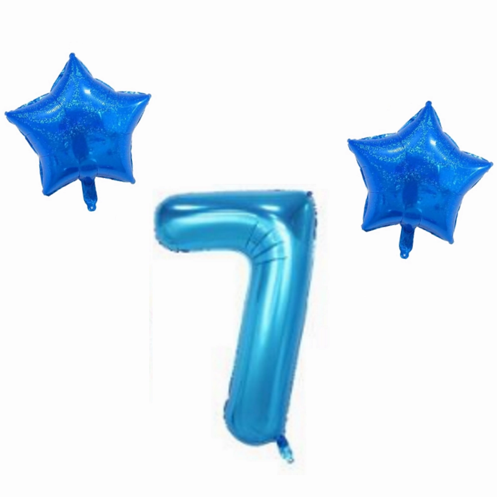 Number & Star Foil Balloon Set - Blue