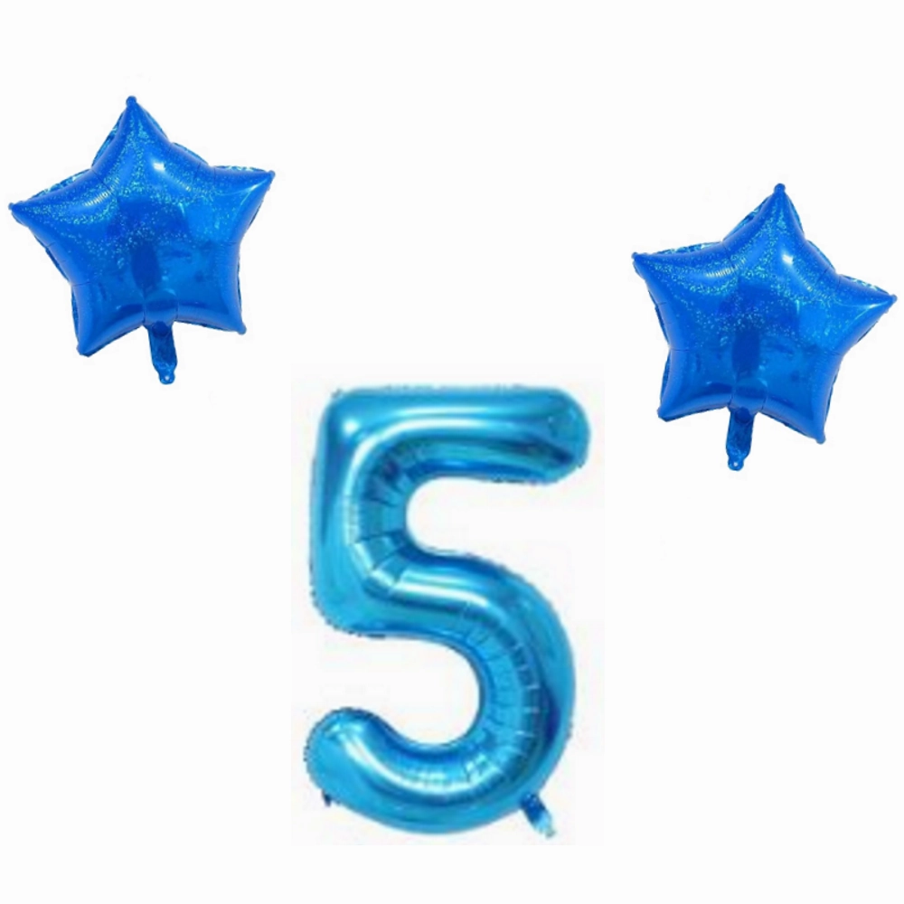 Number & Star Foil Balloon Set - Blue