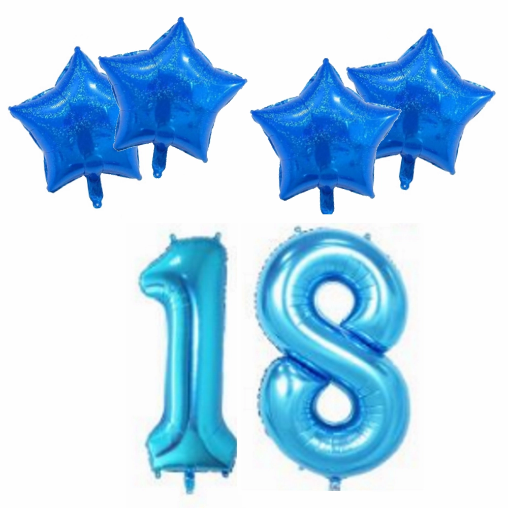 Number & Star Foil Balloon Set - Blue