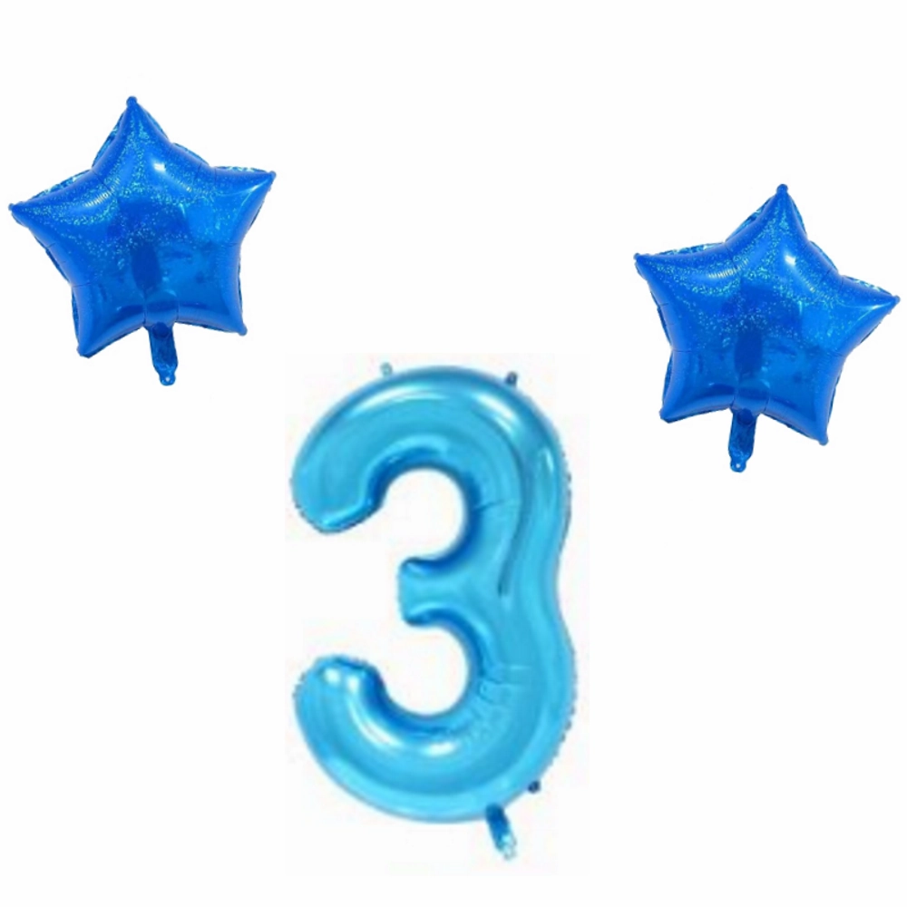 Number & Star Foil Balloon Set - Blue