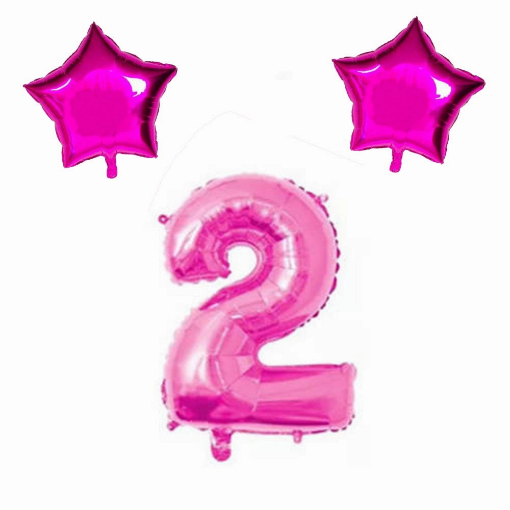 Number & Star Foil Balloons - Pink