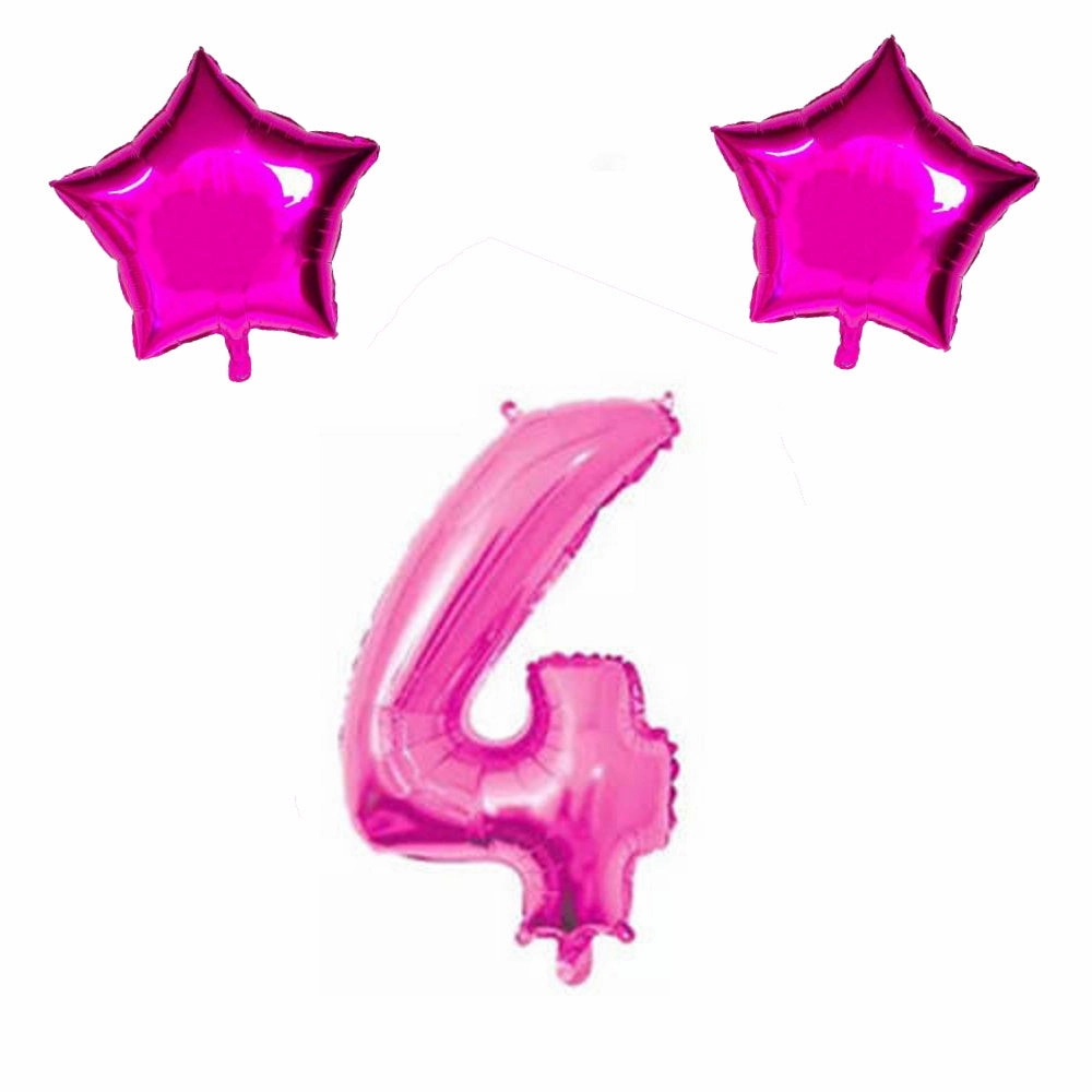 Number & Star Foil Balloons - Pink