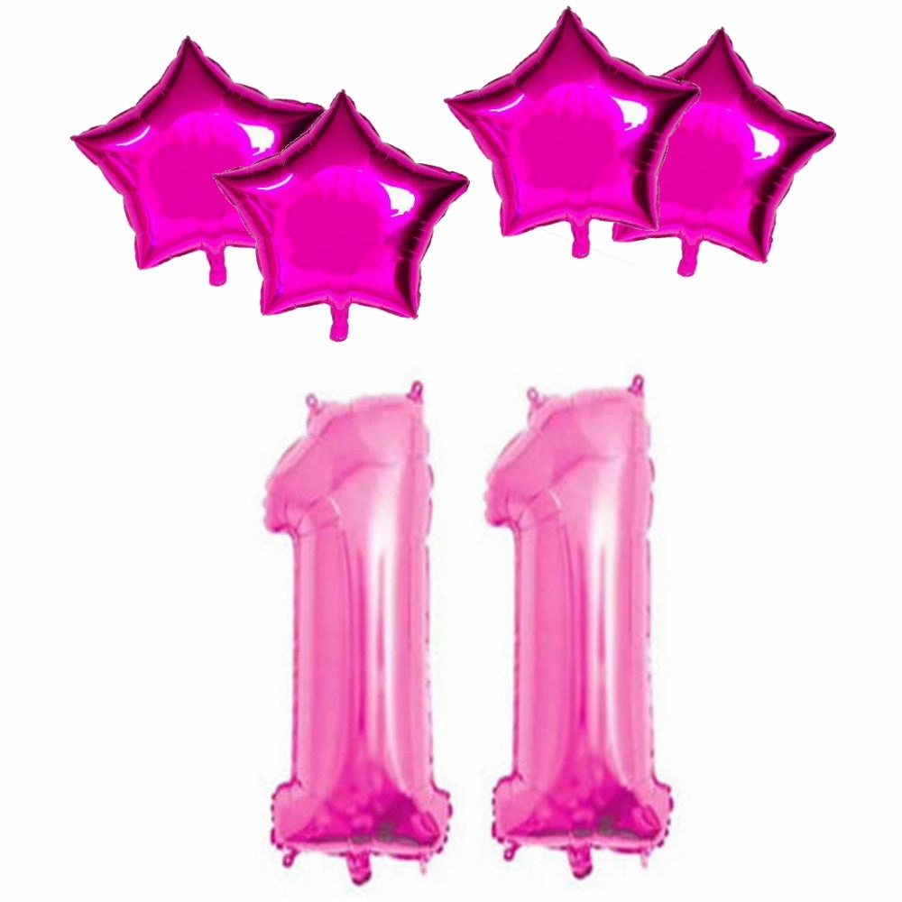 Number & Star Foil Balloons - Pink