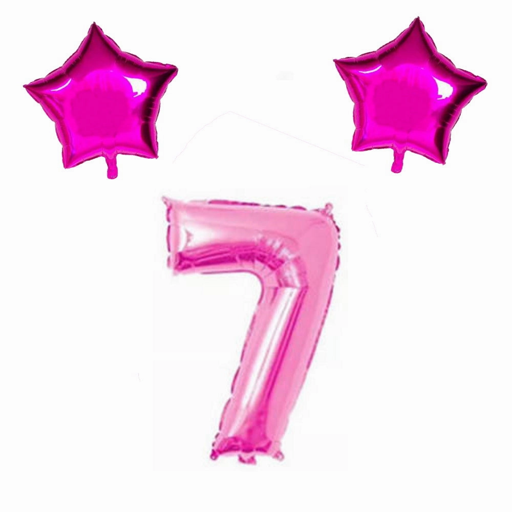 Number & Star Foil Balloons - Pink