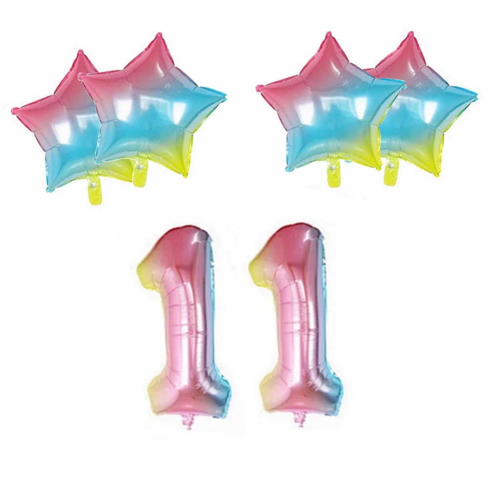 Number & Star Foil Balloons - Rainbow