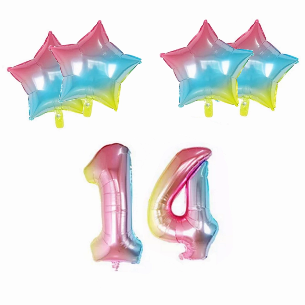 Number & Star Foil Balloons - Rainbow