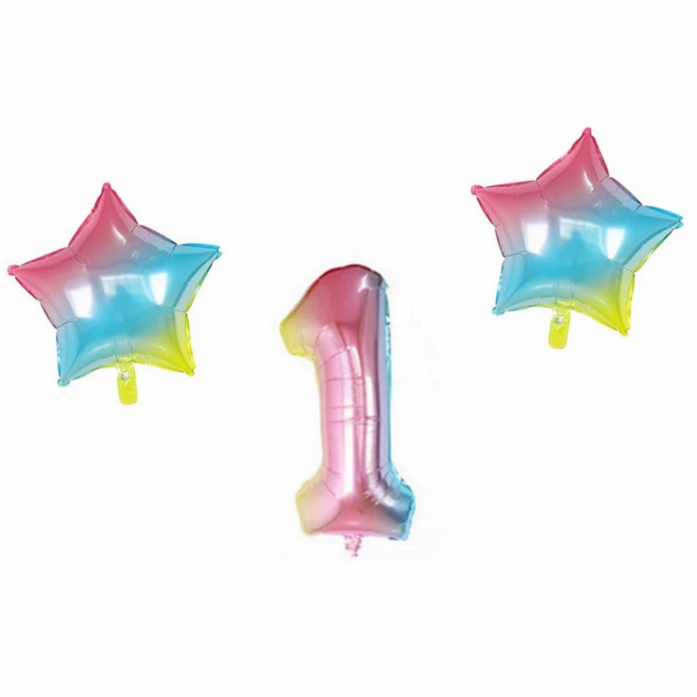 Number & Star Foil Balloons - Rainbow