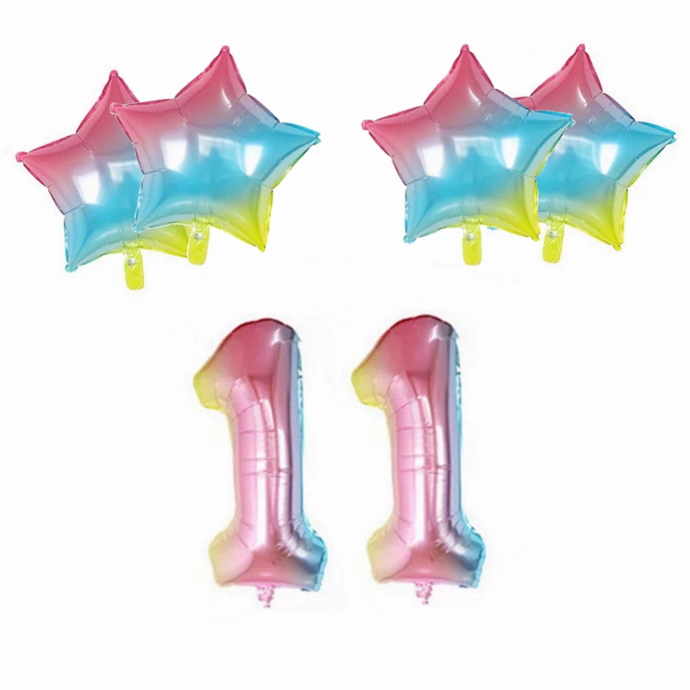 Number & Star Foil Balloons - Rainbow