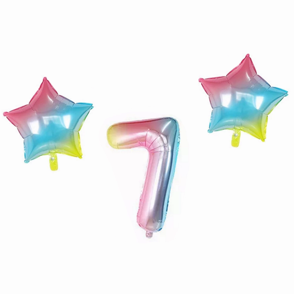 Number & Star Foil Balloons - Rainbow