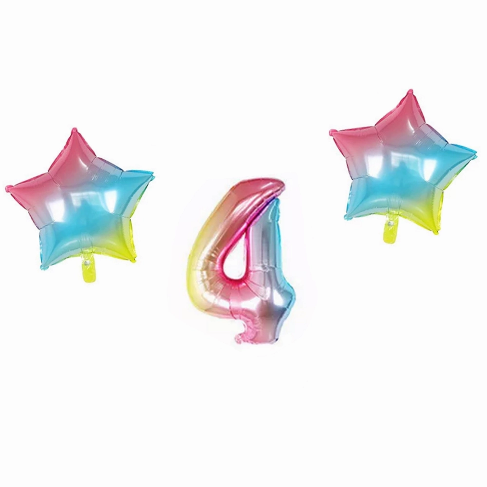 Number & Star Foil Balloons - Rainbow