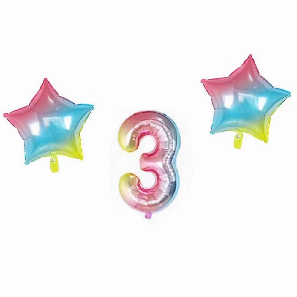 Number & Star Foil Balloons - Rainbow