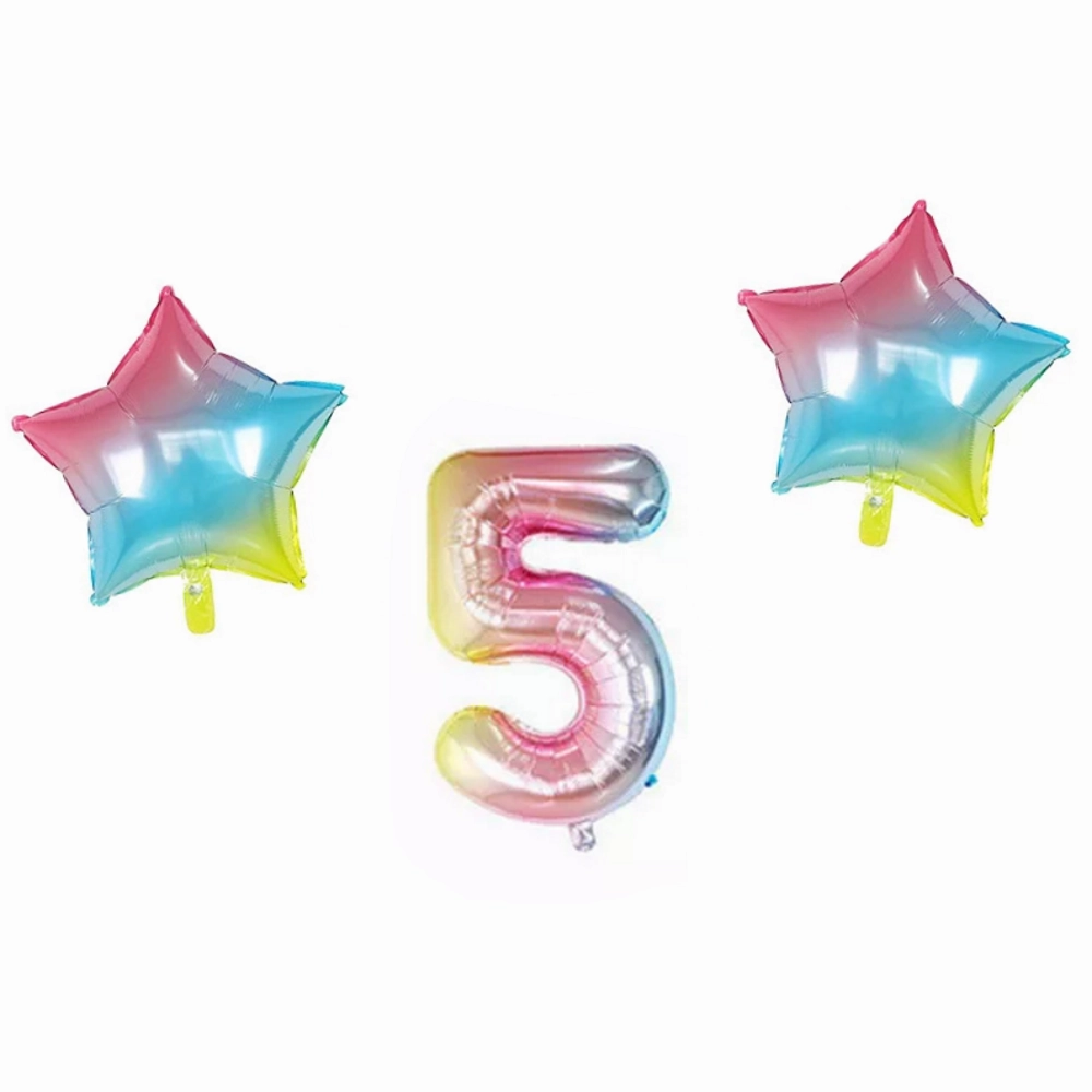 Number & Star Foil Balloons - Rainbow