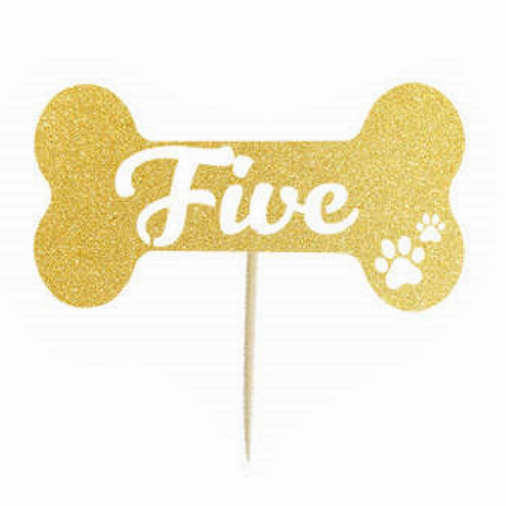 Number Five - Dog Cake Topper