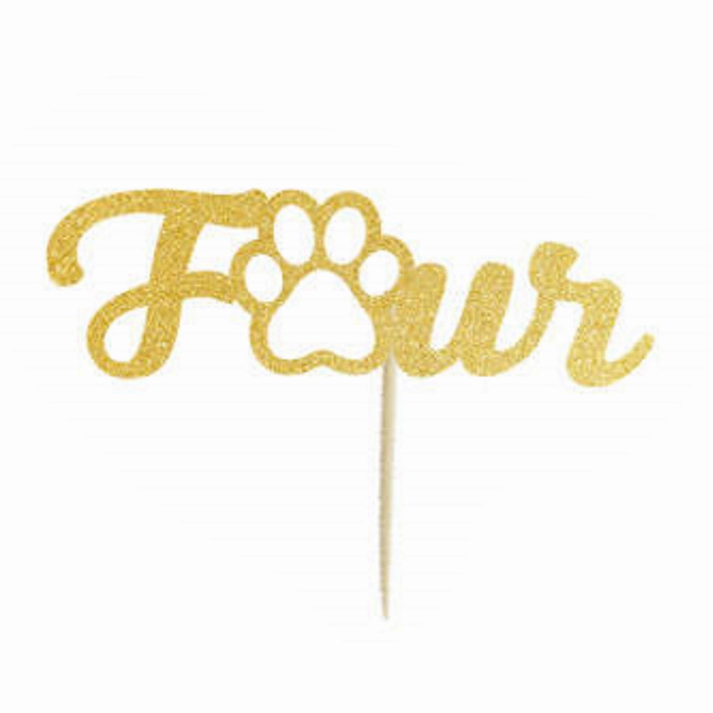 Number Four - Dog Cake Topper