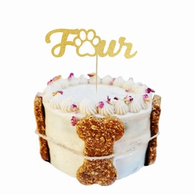 Number Four - Dog Cake Topper