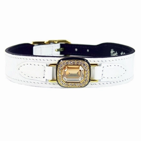 Octagon Collection Dog Collar White Patent