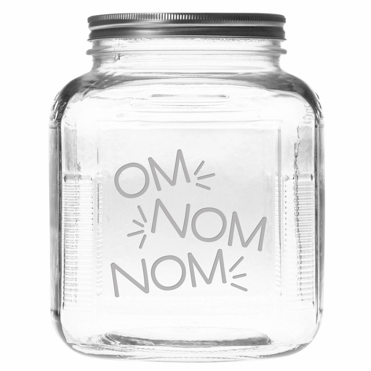 Om Nom Nom Dog Treat Jar With Brushed Lid