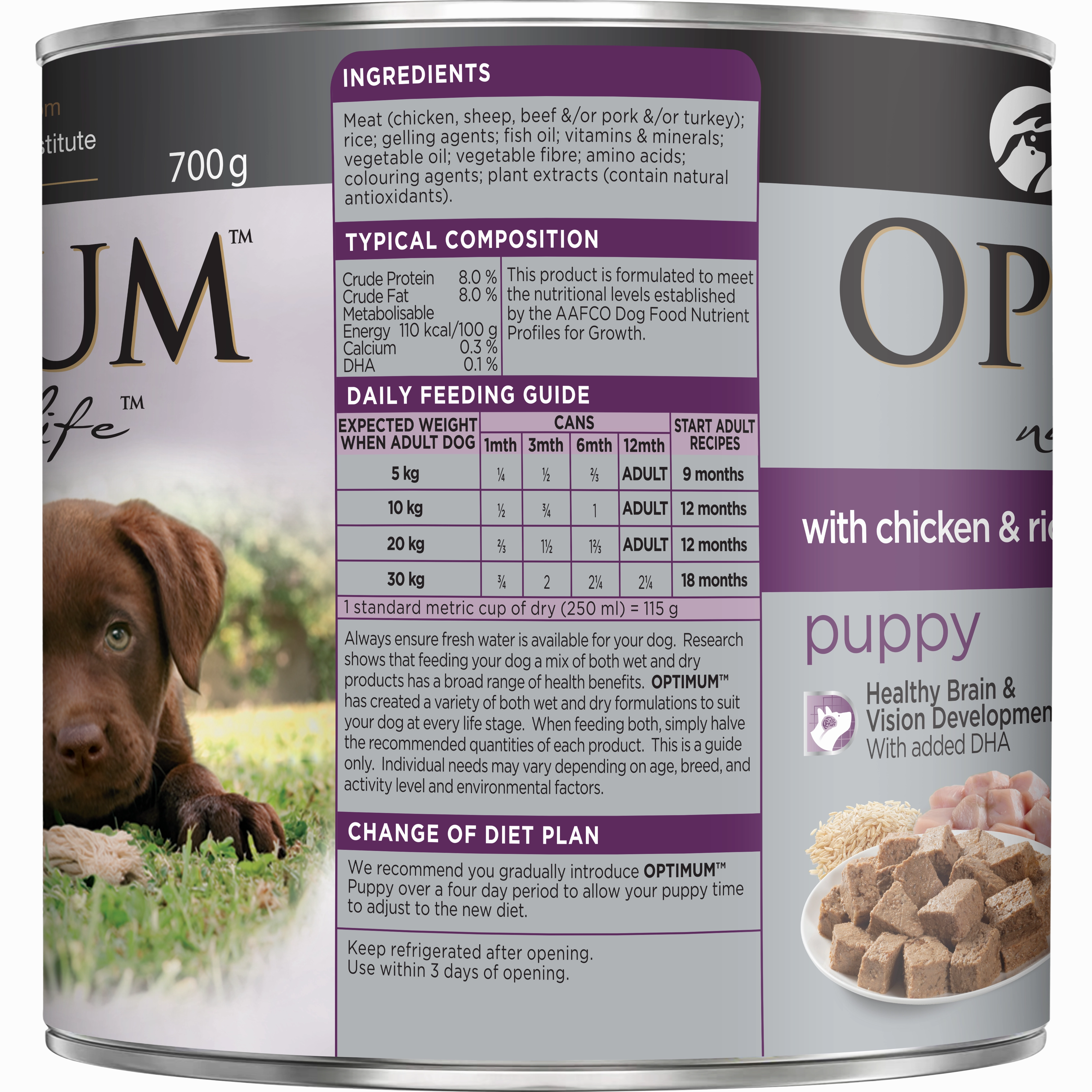 OPTIMUM - Puppy with Chicken & Rice Wet Dog Food (700g)
