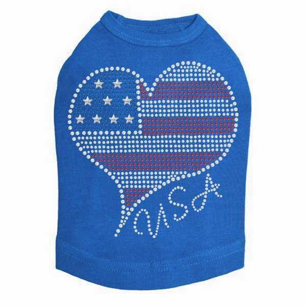 Patriotic Heart #3 Rhinestone Dog Tank