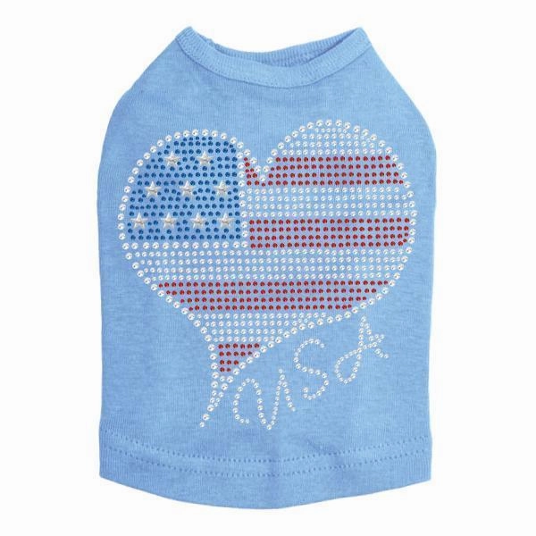 Patriotic Heart #3 Rhinestone Dog Tank