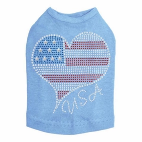 Patriotic Heart #3 Rhinestone Dog Tank