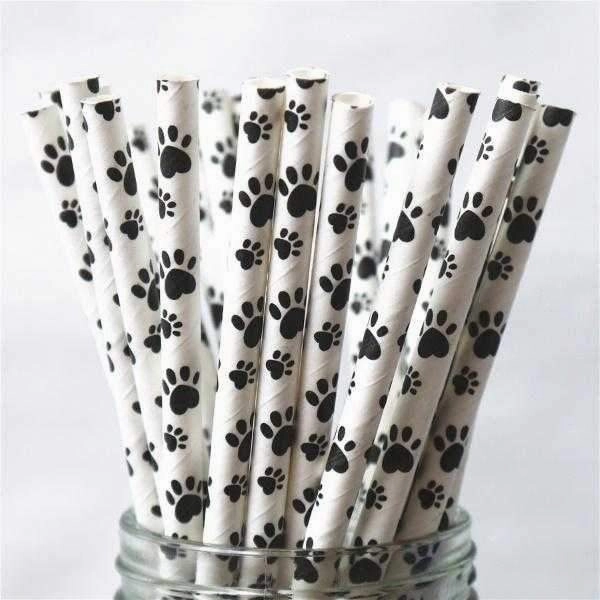 Paw Print Paper Straws - 25 per pack