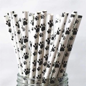 Paw Print Paper Straws - 25 per pack