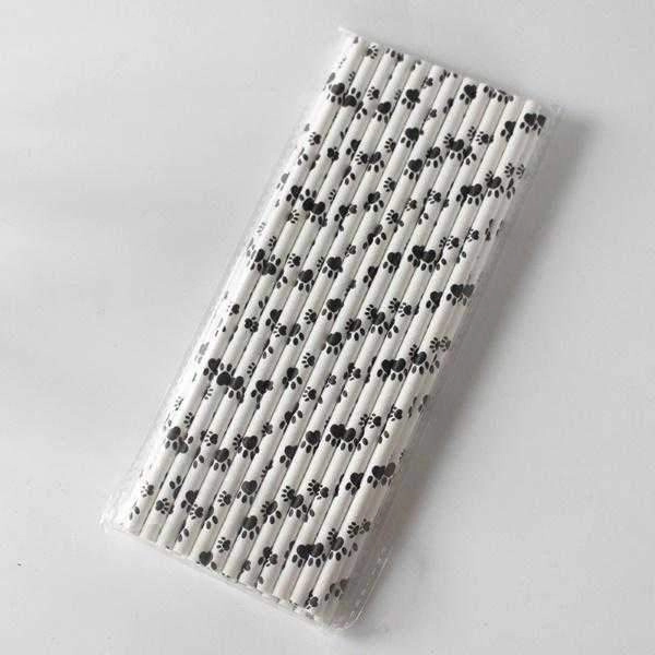 Paw Print Paper Straws - 25 per pack