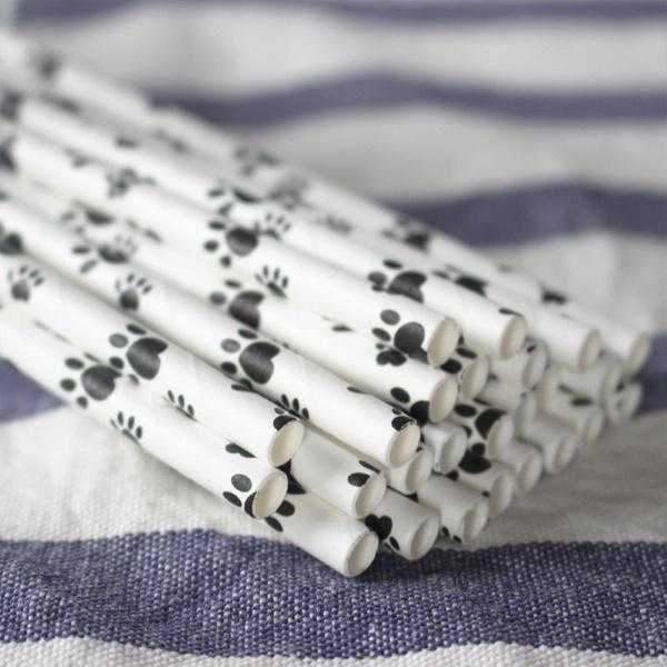 Paw Print Paper Straws - 25 per pack