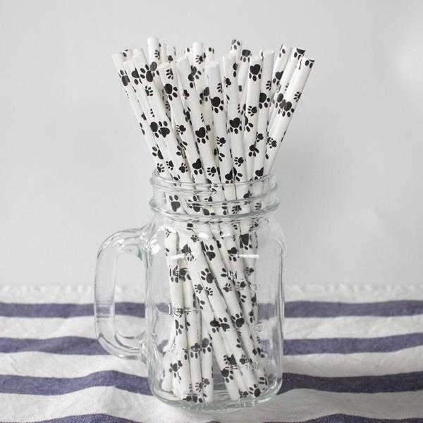 Paw Print Paper Straws - 25 per pack