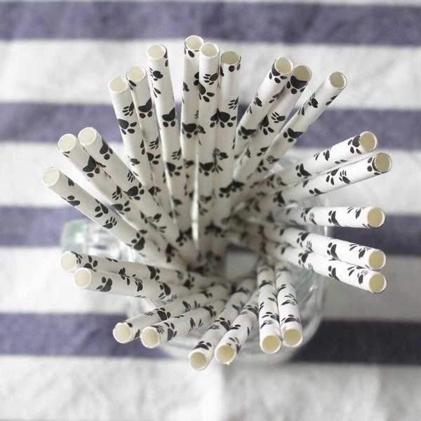 Paw Print Paper Straws - 25 per pack