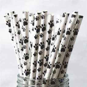 Paw Print Paper Straws - 25 per pack