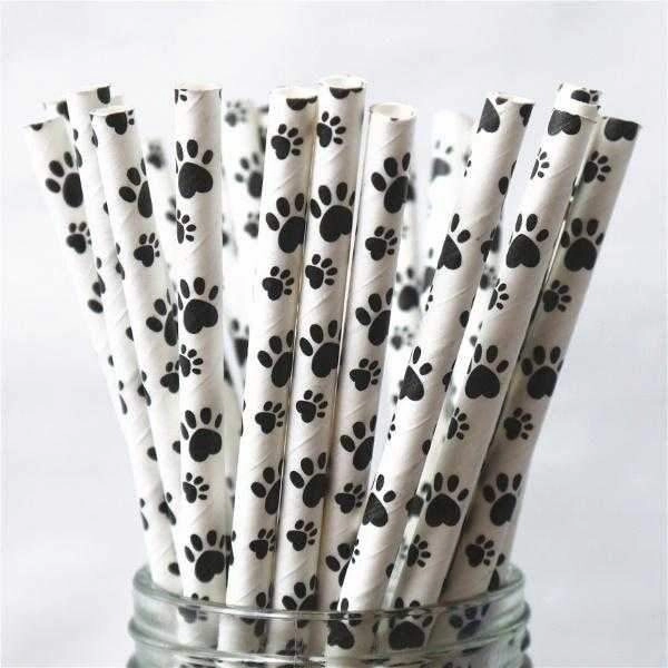 Paw Print Paper Straws - 25 per pack
